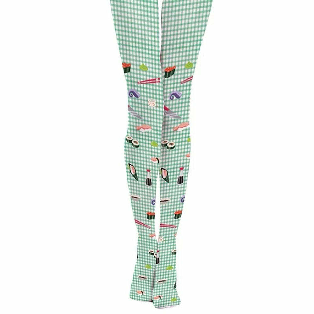 Sushi Print Tights for Y2K Aesthetic Outfits and Cute Grunge Style