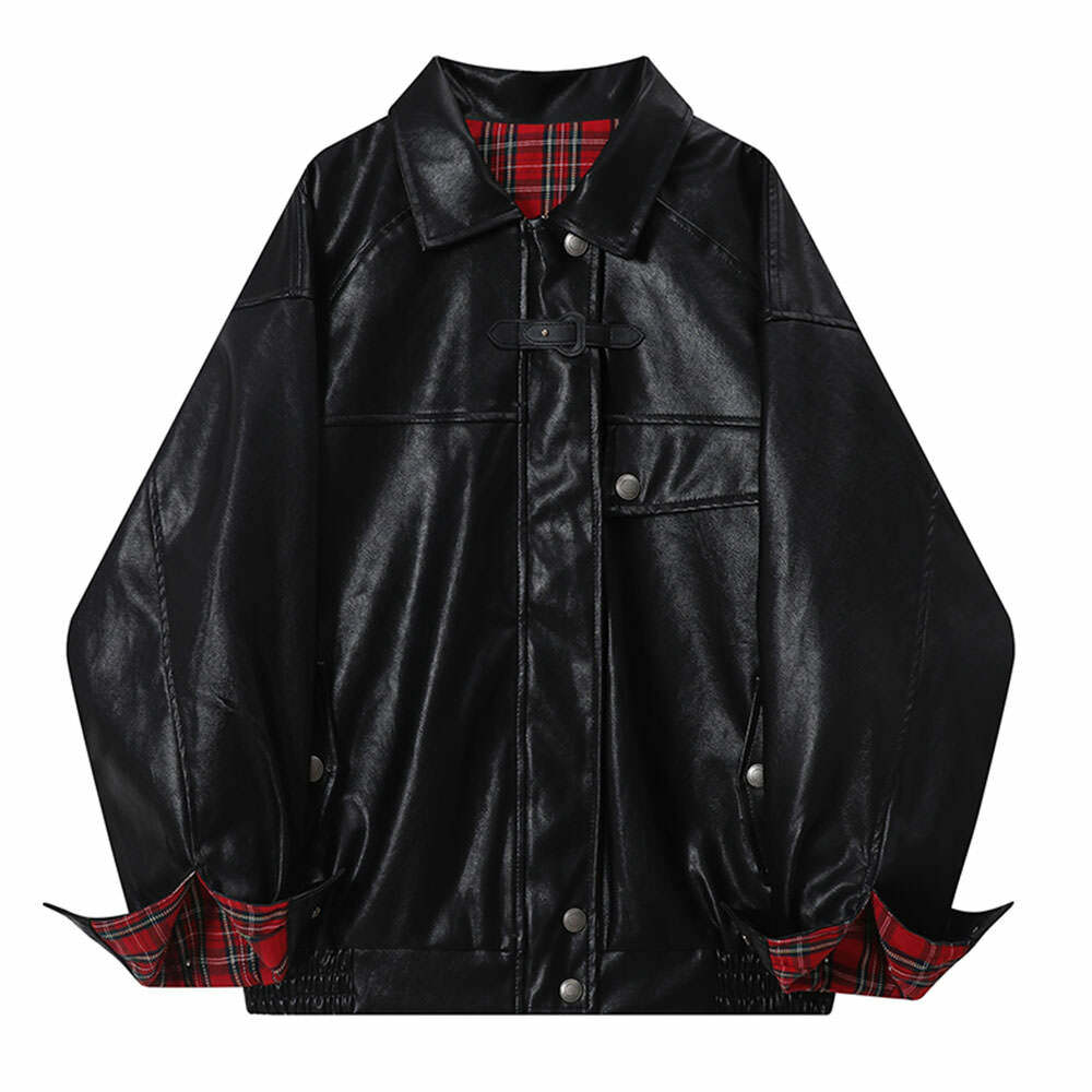 Teen Spirit Grunge Leather Jacket for Y2K Aesthetic and Coquette Style