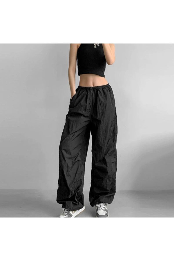 Trendy Baggy Lilac Parachute Pants for Y2K Aesthetic Outfits