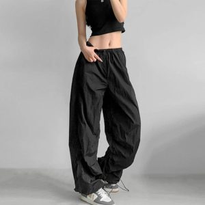 Trendy Baggy Lilac Parachute Pants for Y2K Aesthetic Outfits