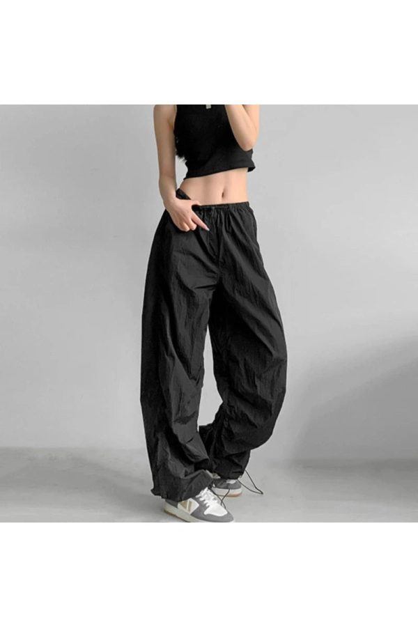 Trendy Baggy Lilac Parachute Pants for Y2K Aesthetic Outfits