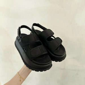 Trendy Chunky Velcro Strap Sandals for Y2K and Grunge Aesthetic Styles