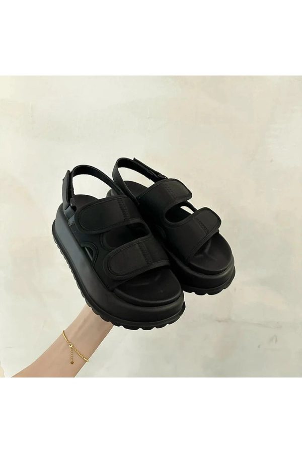 Trendy Chunky Velcro Strap Sandals for Y2K and Grunge Aesthetic Styles