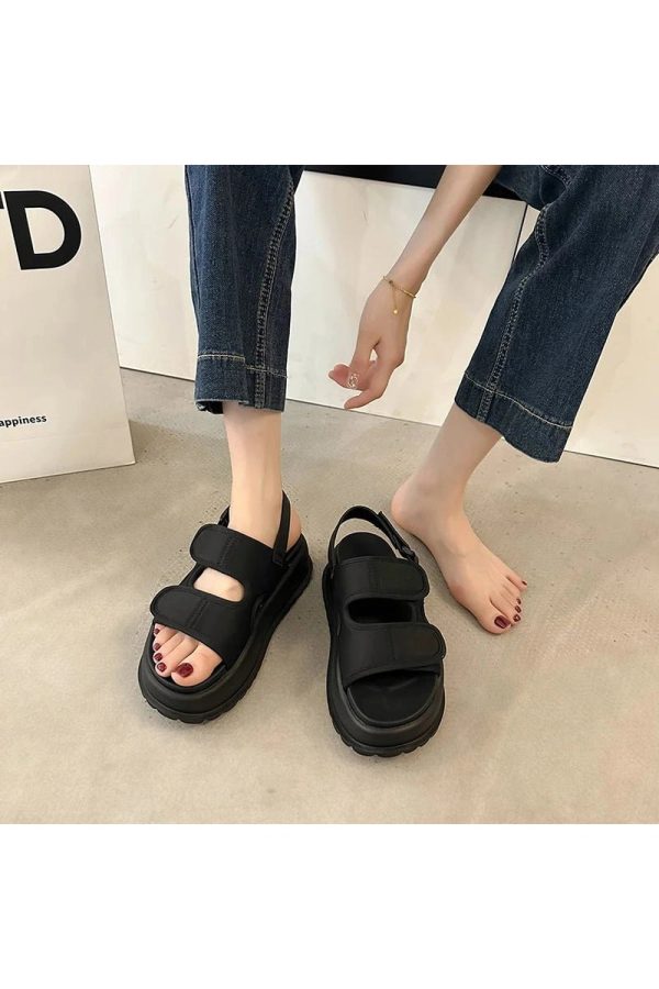 Trendy Chunky Velcro Strap Sandals for Y2K and Grunge Aesthetic Styles