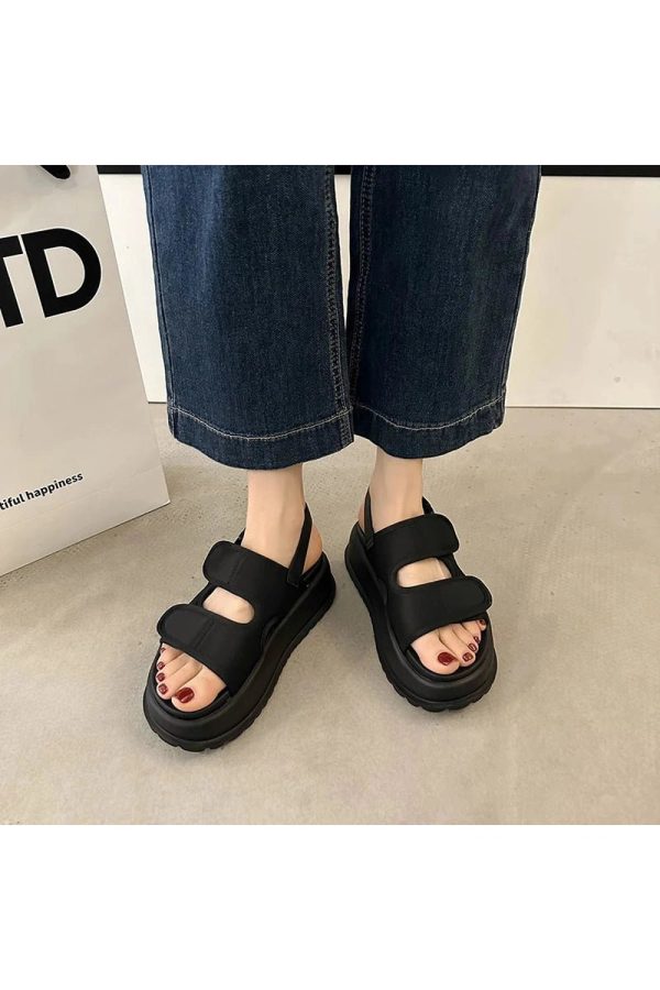 Trendy Chunky Velcro Strap Sandals for Y2K and Grunge Aesthetic Styles