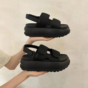 Trendy Chunky Velcro Strap Sandals for Y2K and Grunge Aesthetic Styles