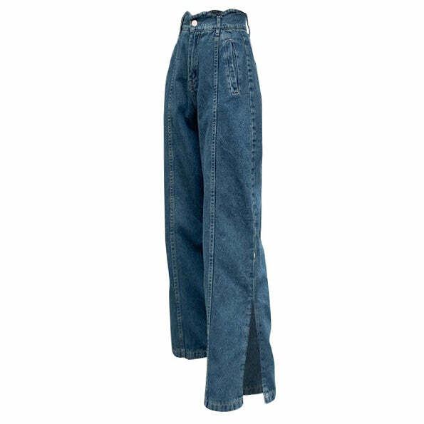 Trendy Dakota Slit Jeans for Y2K Aesthetic & Grunge Style Lovers