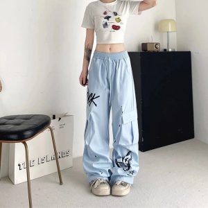 Trendy Graffiti Street Cargo Pants for Y2K and Grunge Aesthetic Lovers