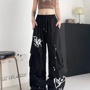 Trendy Graffiti Street Cargo Pants for Y2K and Grunge Aesthetic Lovers