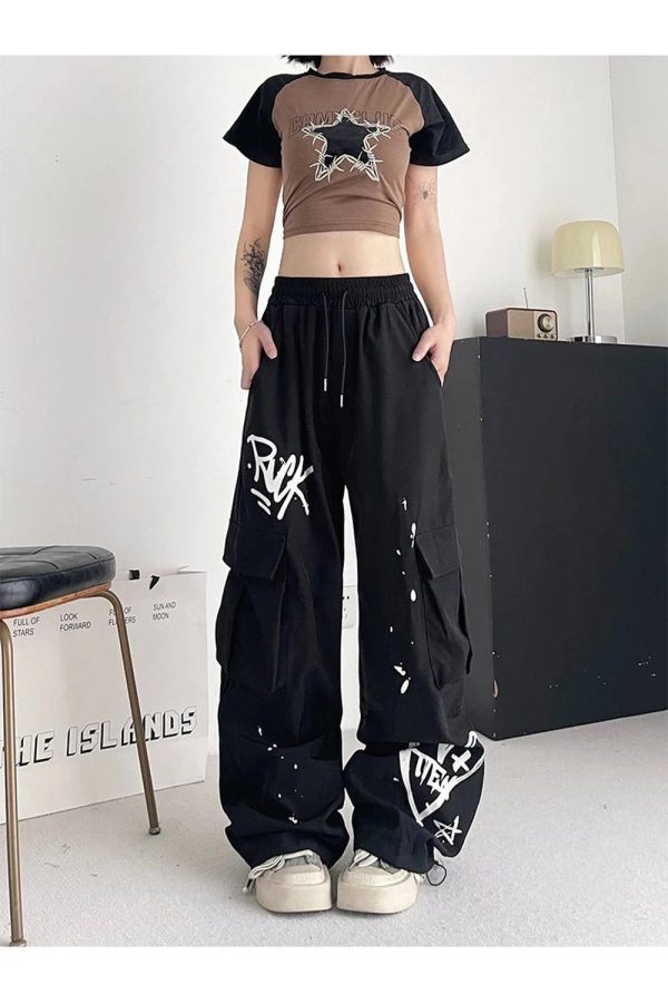 Trendy Graffiti Street Cargo Pants for Y2K and Grunge Aesthetic Lovers