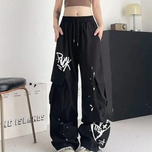 Trendy Graffiti Street Cargo Pants for Y2K and Grunge Aesthetic Lovers