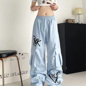 Trendy Graffiti Street Cargo Pants for Y2K and Grunge Aesthetic Lovers