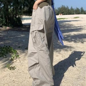 Trendy Oversized Cargo Parachute Pants for Y2K and Grunge Aesthetic