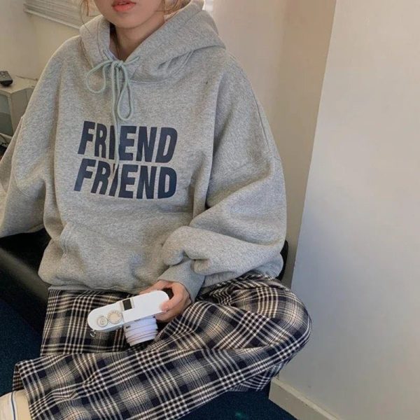 Trendy Oversized Friend Graphic Hoodie for Y2K Aesthetic Lovers