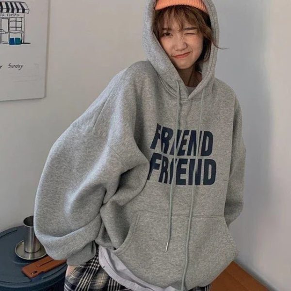 Trendy Oversized Friend Graphic Hoodie for Y2K Aesthetic Lovers