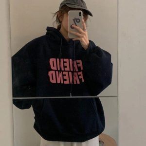 Trendy Oversized Friend Graphic Hoodie for Y2K Aesthetic Lovers