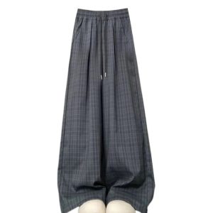 Trendy Oversized Plaid Slouchy Pants for Y2K and Grunge Aesthetic Styles