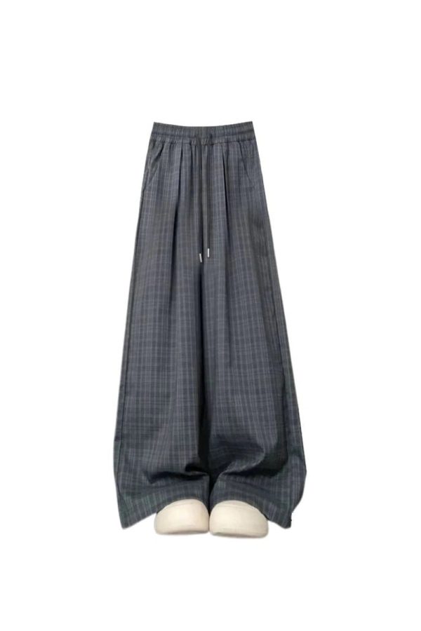 Trendy Oversized Plaid Slouchy Pants for Y2K and Grunge Aesthetic Styles