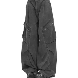 Trendy Oversized Utility Cargo Pants for Y2K and Grunge Aesthetic Lovers