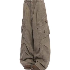 Trendy Oversized Utility Cargo Pants for Y2K and Grunge Aesthetic Lovers