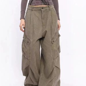 Trendy Oversized Utility Cargo Pants for Y2K and Grunge Aesthetic Lovers