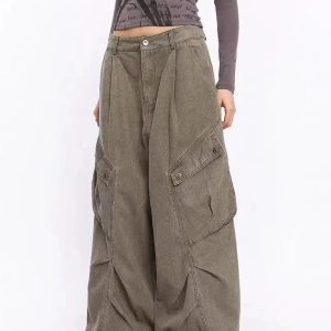 Trendy Oversized Utility Cargo Pants for Y2K and Grunge Aesthetic Lovers