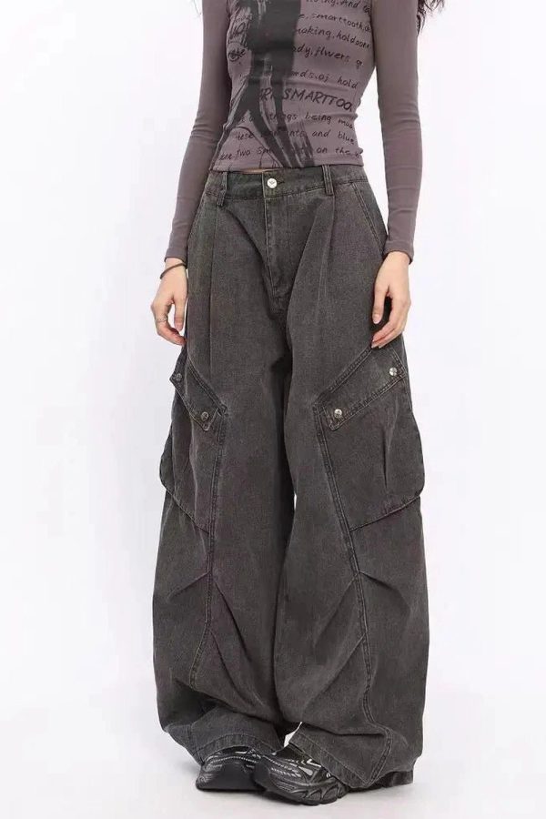 Trendy Oversized Utility Cargo Pants for Y2K and Grunge Aesthetic Lovers