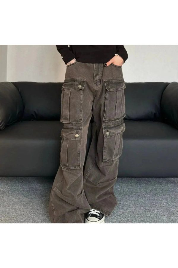 Trendy Oversized Utility Cargo Pants for Y2K and Grunge Aesthetic Styles