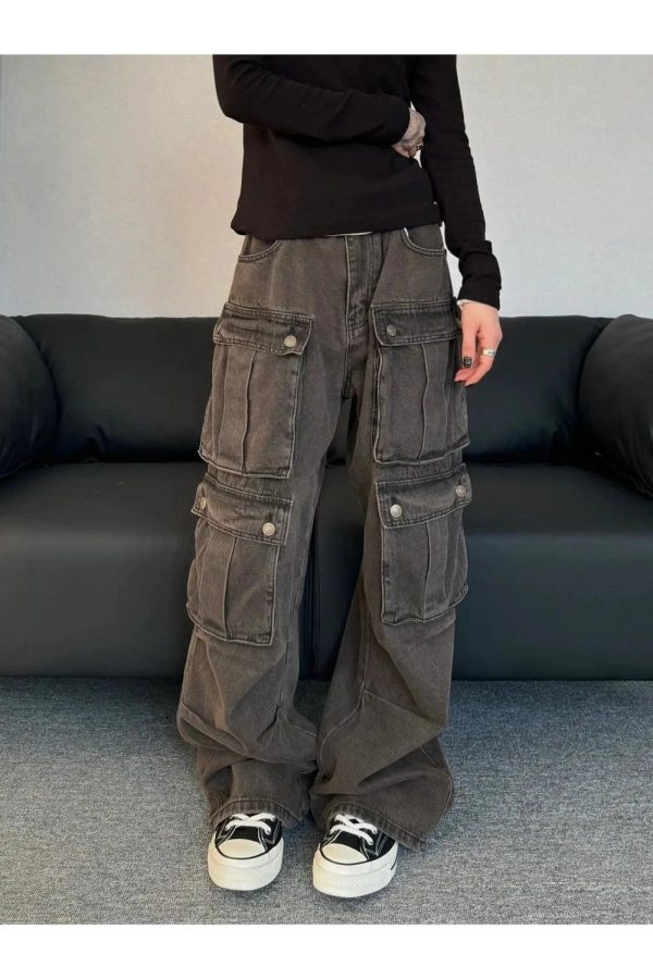 Trendy Oversized Utility Cargo Pants for Y2K and Grunge Aesthetic Styles