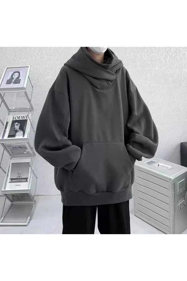 Trendy Oversized Y2K Hoodie for Cozy Grunge Aesthetic Outfits