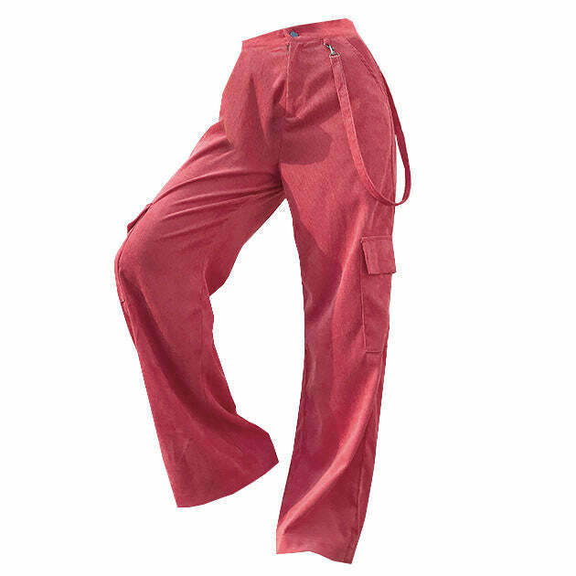 Trendy Pink Cord Cargo Pants for Y2K Aesthetic and Coquette Style