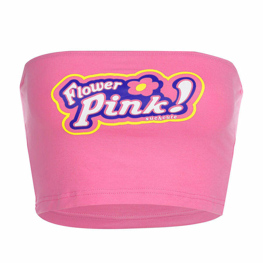 Trendy Pink Tube Top for Y2K Aesthetic & Coquette Style Outfits