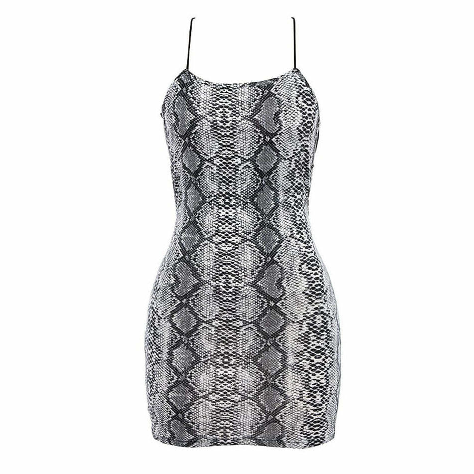 Trendy Snakeskin Mini Dress for Y2K Aesthetic & Grunge Style Lovers