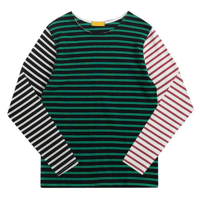 Trendy Striped Asymmetric Long Sleeve Top for Y2K Aesthetic Lovers