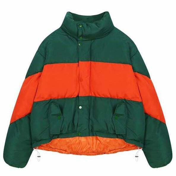 Trendy Striped Padded Jacket for Y2K Aesthetic and Cozy Fall Vibes