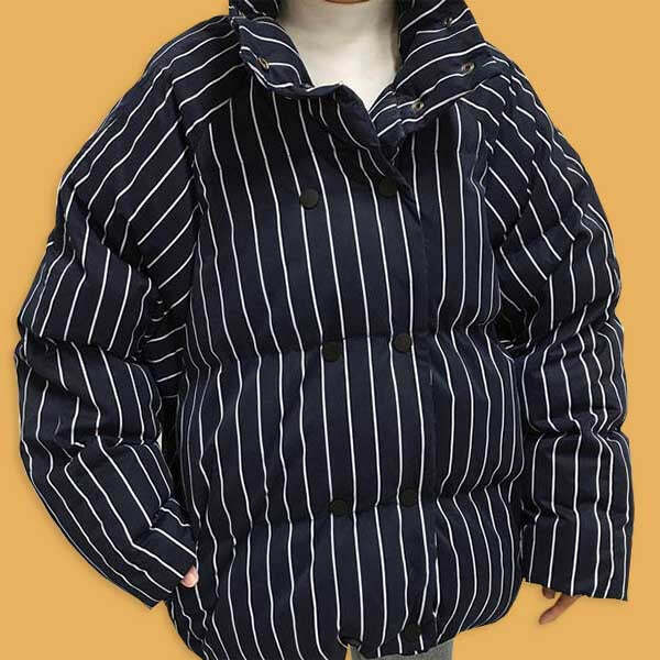 Trendy Striped Padded Jacket for Y2K Aesthetic and Cozy Fall Vibes