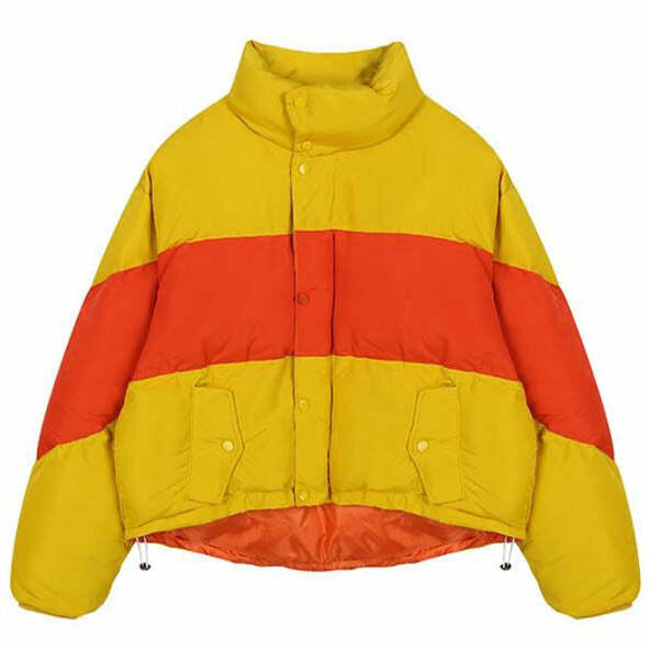 Trendy Striped Padded Jacket for Y2K Aesthetic and Cozy Fall Vibes