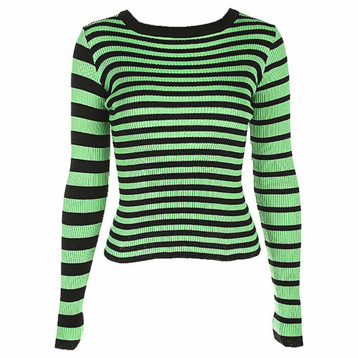 Trendy Striped Ribbed Sweater for Y2K Aesthetic and Cozy Fall Vibes