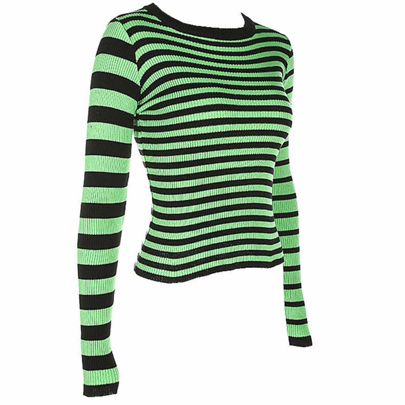 Trendy Striped Ribbed Sweater for Y2K Aesthetic and Cozy Fall Vibes