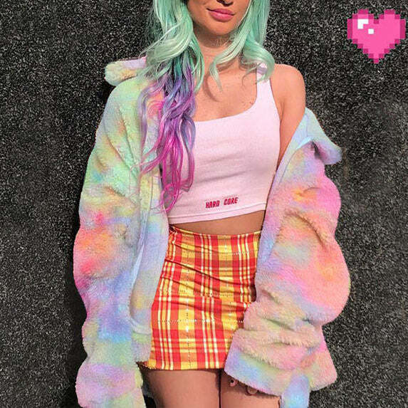 Trendy Tie Dye Teddy Jacket for Y2K Aesthetic and Cozy Vibes