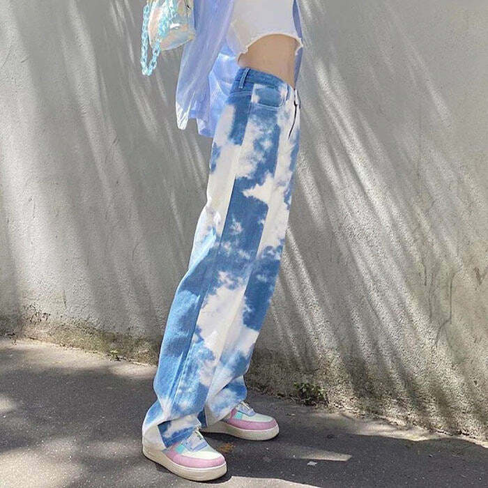 Trendy Tie Dye Wide Pants for Y2K Aesthetic and Comfy Style