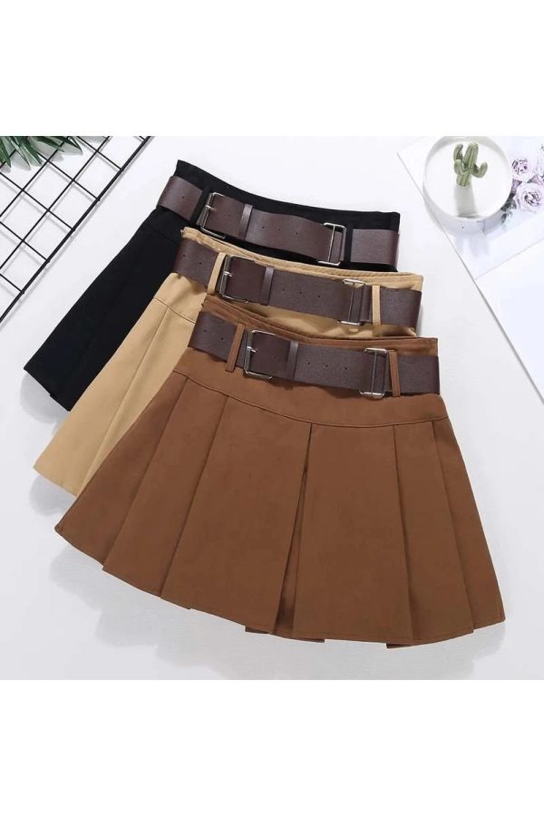 Trendy Utility Belted Mini Skirt for Y2K Aesthetic & Grunge Style