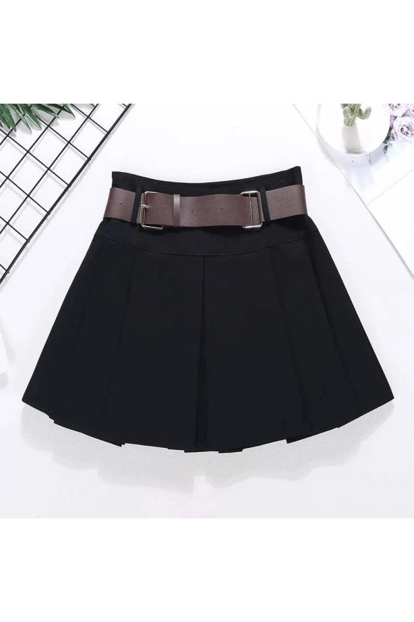 Trendy Utility Belted Mini Skirt for Y2K Aesthetic & Grunge Style