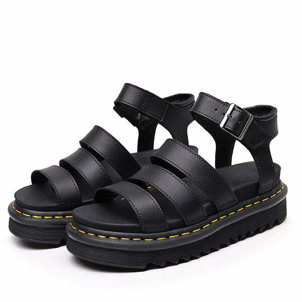 Trendy Y2K Asphalt Flat Sandals for Coquette and Grunge Aesthetic