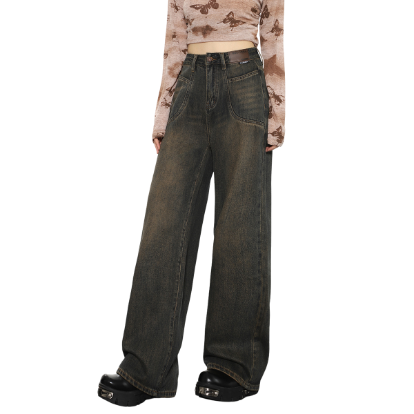 Trendy Y2K Brown Jeans for Grunge Aesthetic & Coquette Style Outfits