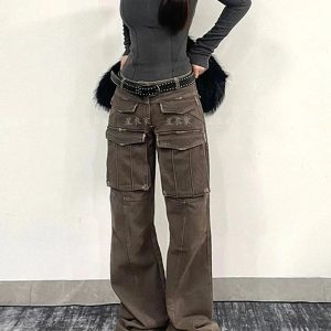 Trendy Y2K Cargo Pants for Grunge Aesthetic & Coquette Style Lovers