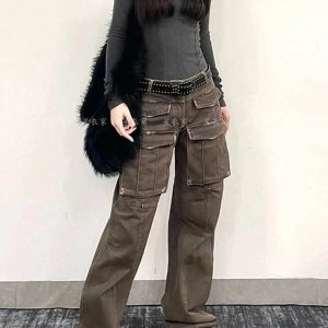 Trendy Y2K Cargo Pants for Grunge Aesthetic & Coquette Style Lovers