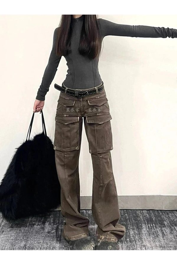 Trendy Y2K Cargo Pants for Grunge Aesthetic & Coquette Style Lovers