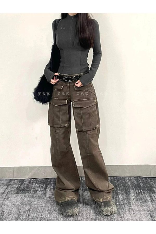 Trendy Y2K Cargo Pants for Grunge Aesthetic & Coquette Style Lovers