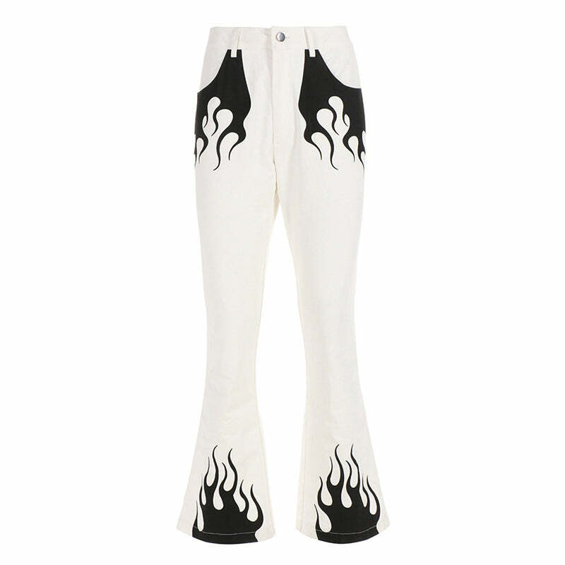 Trendy Y2K Flamin' Flared Trousers for Chic Aesthetic Outfits